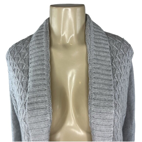 Kinross Cashmere Cardigan Sweater Size XS Gray Cable Knit Open Front Capsule - Picture 2 of 12